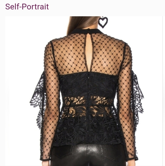 Self-Portrait Black Lace Blouse - Picture 2 of 9